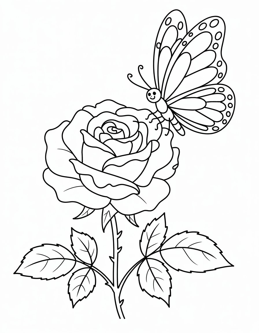 Rose with Butterfly